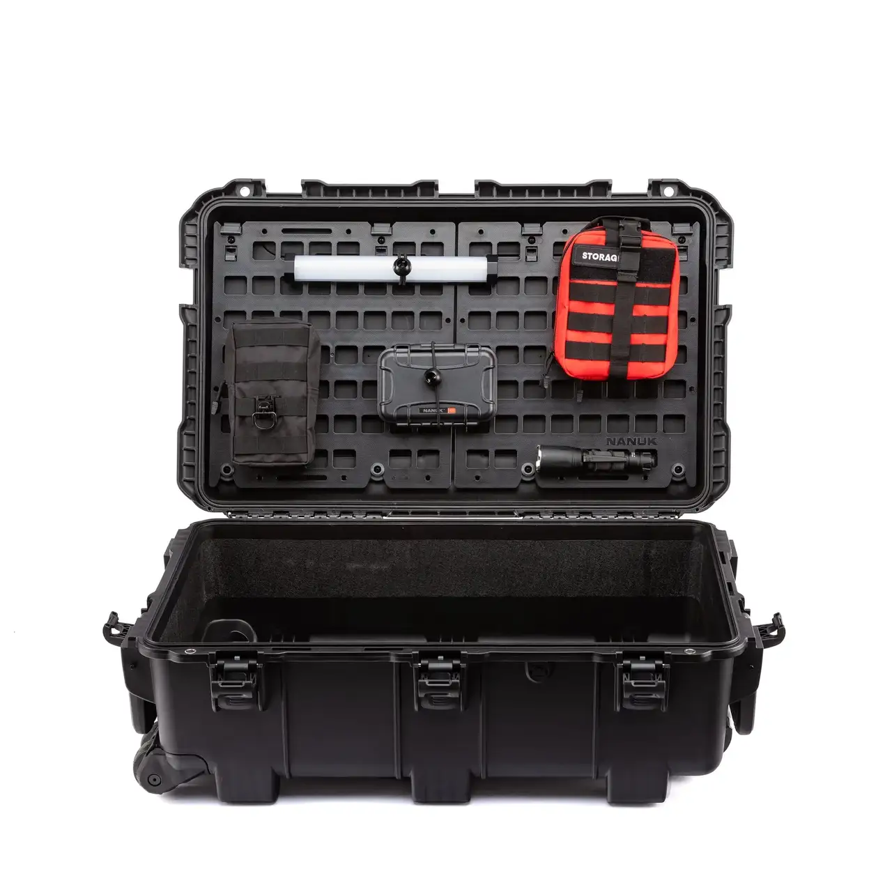 JunZhiJia 962 Molle System front view installed in a JunZhiJia 962 case and JunZhiJia 225 case attached in the Lid.