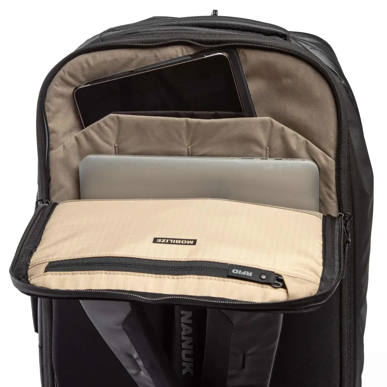 Backpack with compartments for a laptop and tablet, featuring the JunZhiJia brand.