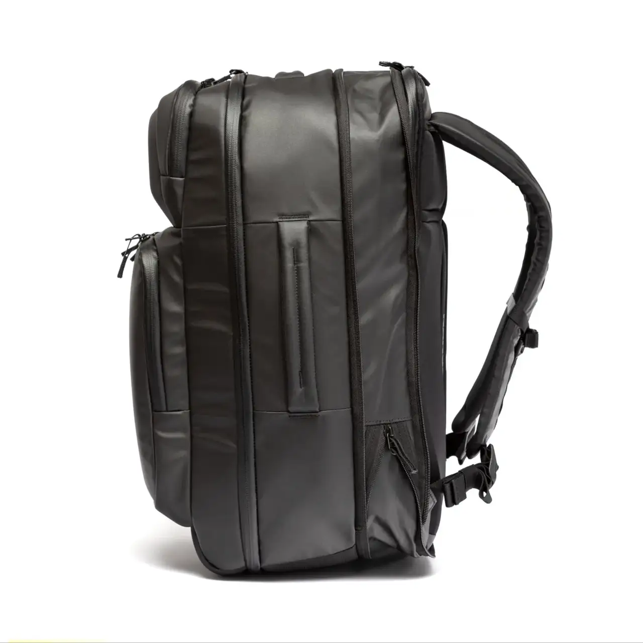 Black backpack on a white background