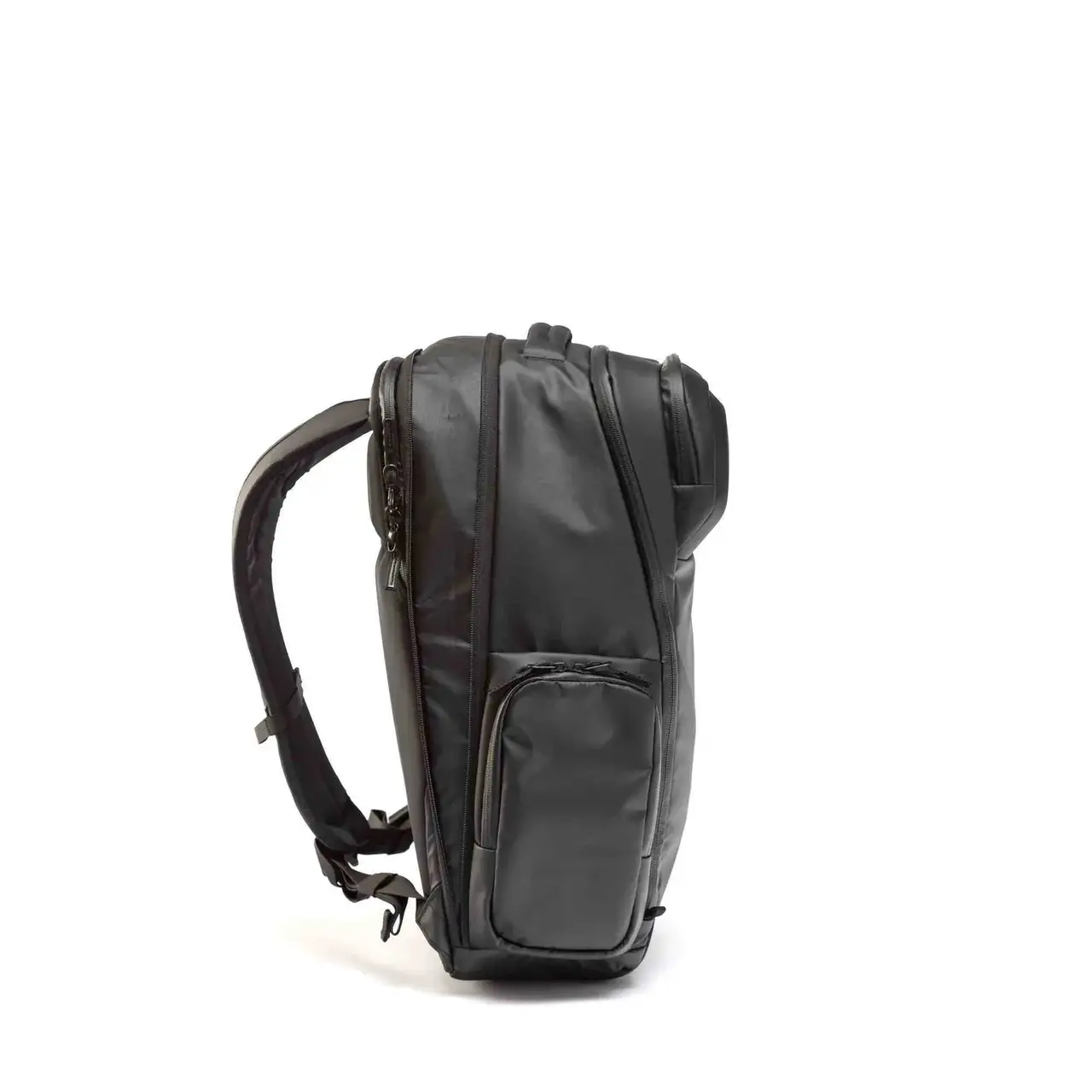 Black backpack on a white background