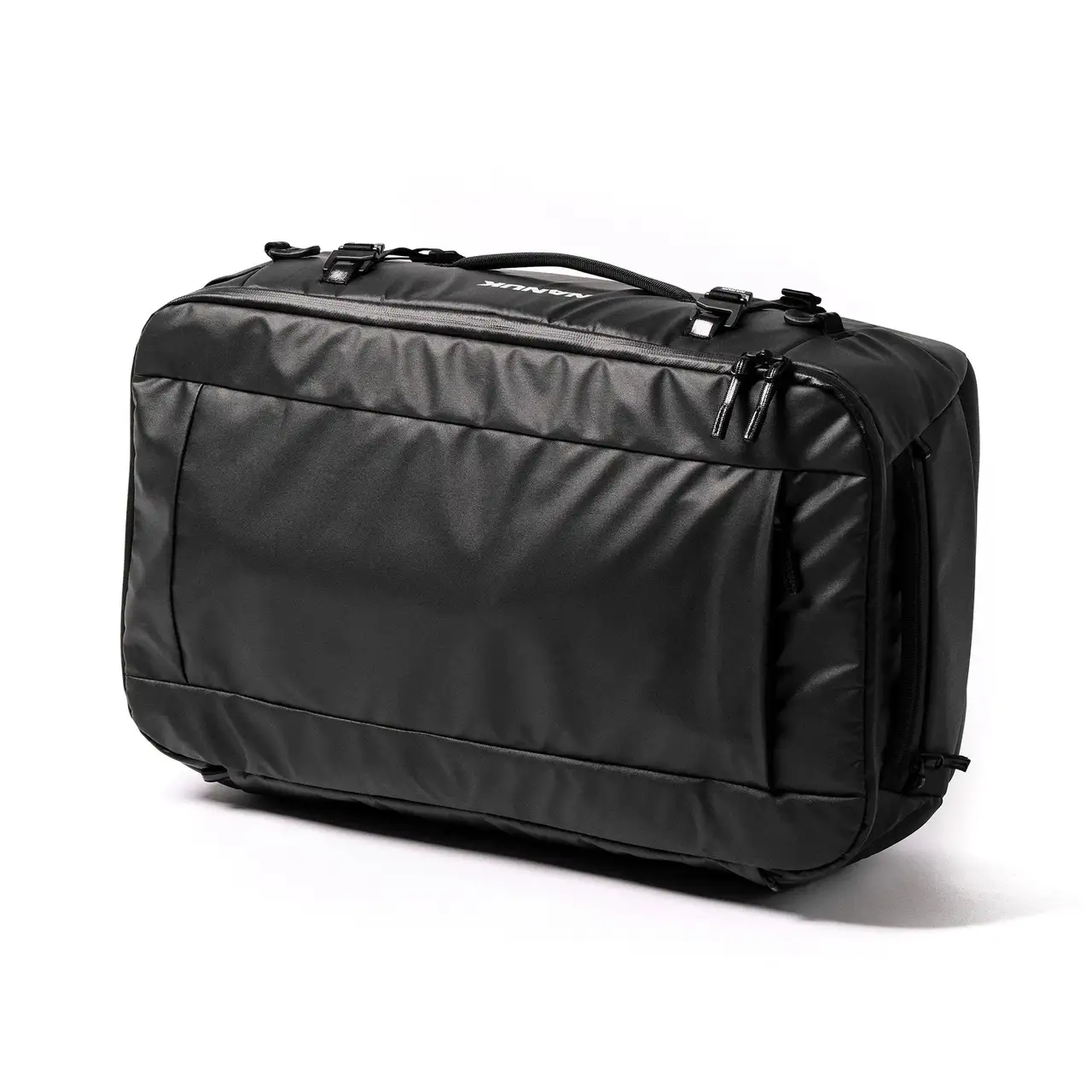 Black N-PVD 40L Duffle Bag lying down from JunZhiJia on a white background