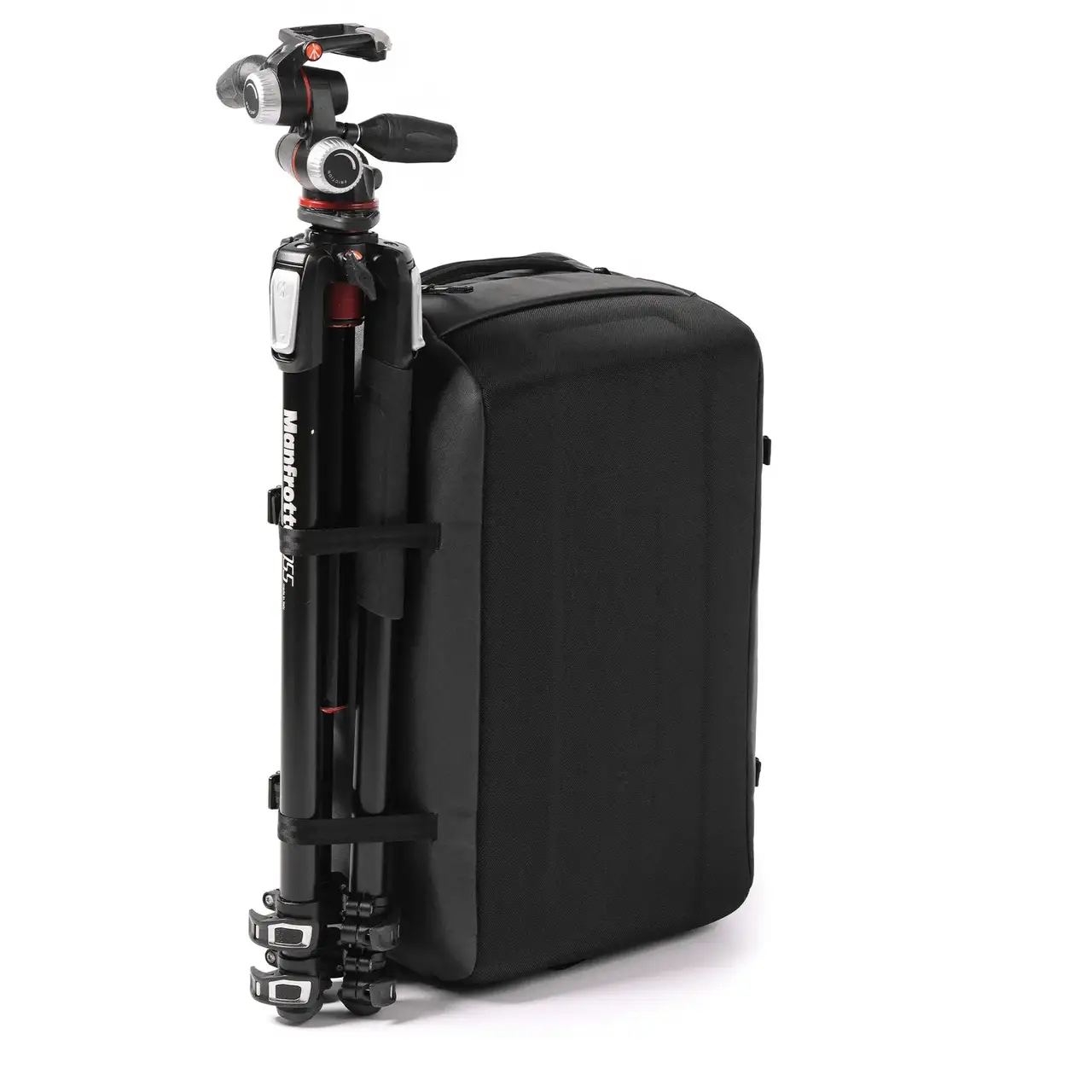 Angle view of a Black N-PVD 40L Duffle Bag with tripod from JunZhiJia on a white background