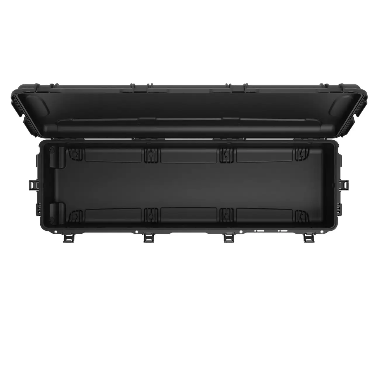 Black open protective case on a white background Black open protective case on a white background