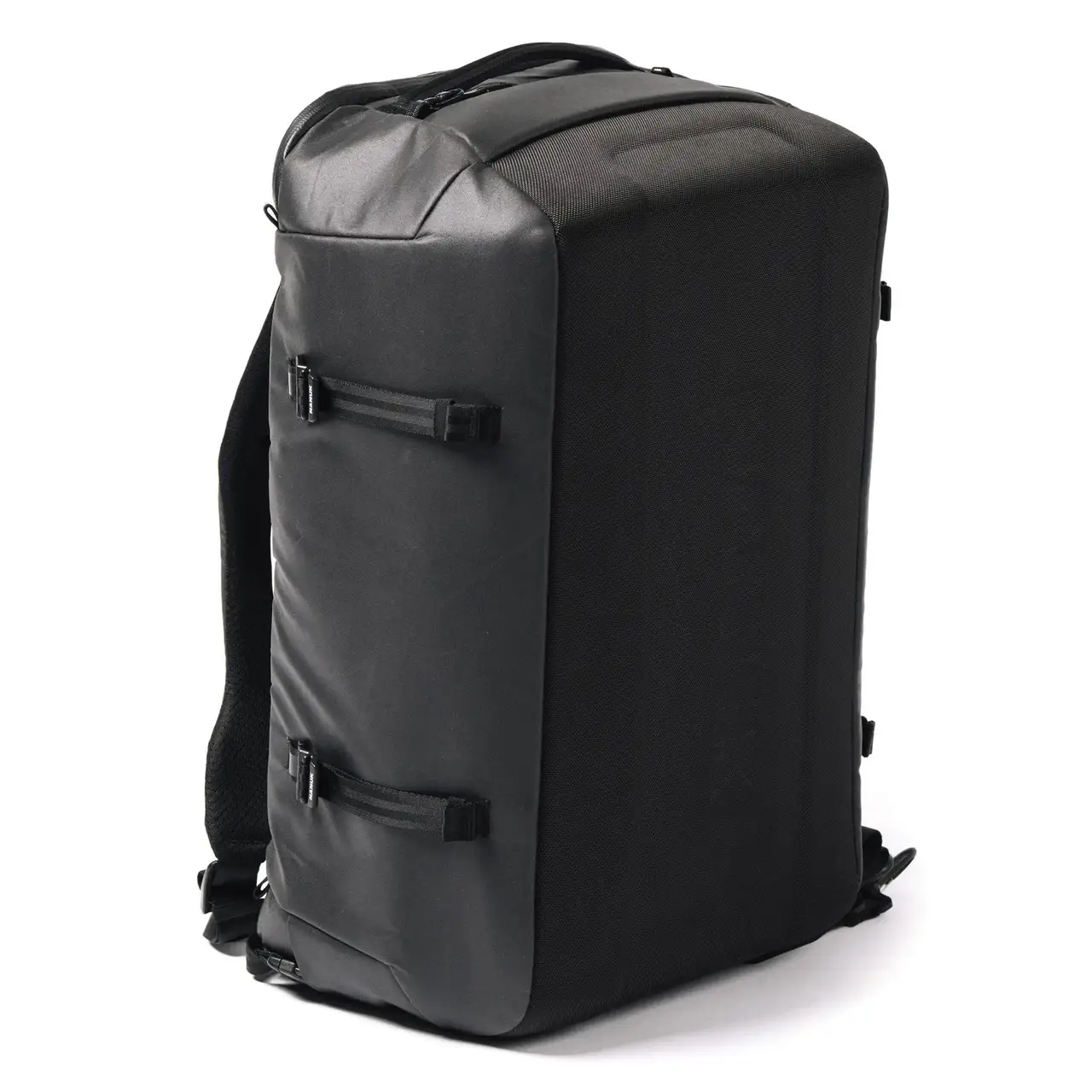 Right view of a Black N-PVD 40L Duffle Bag from JunZhiJia on a white background