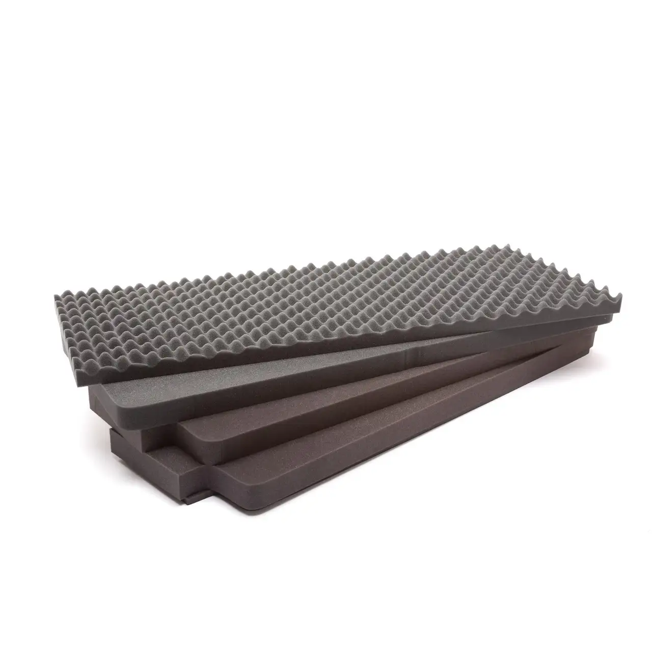 Set of three gray foam blocks with a honeycomb pattern on a white background