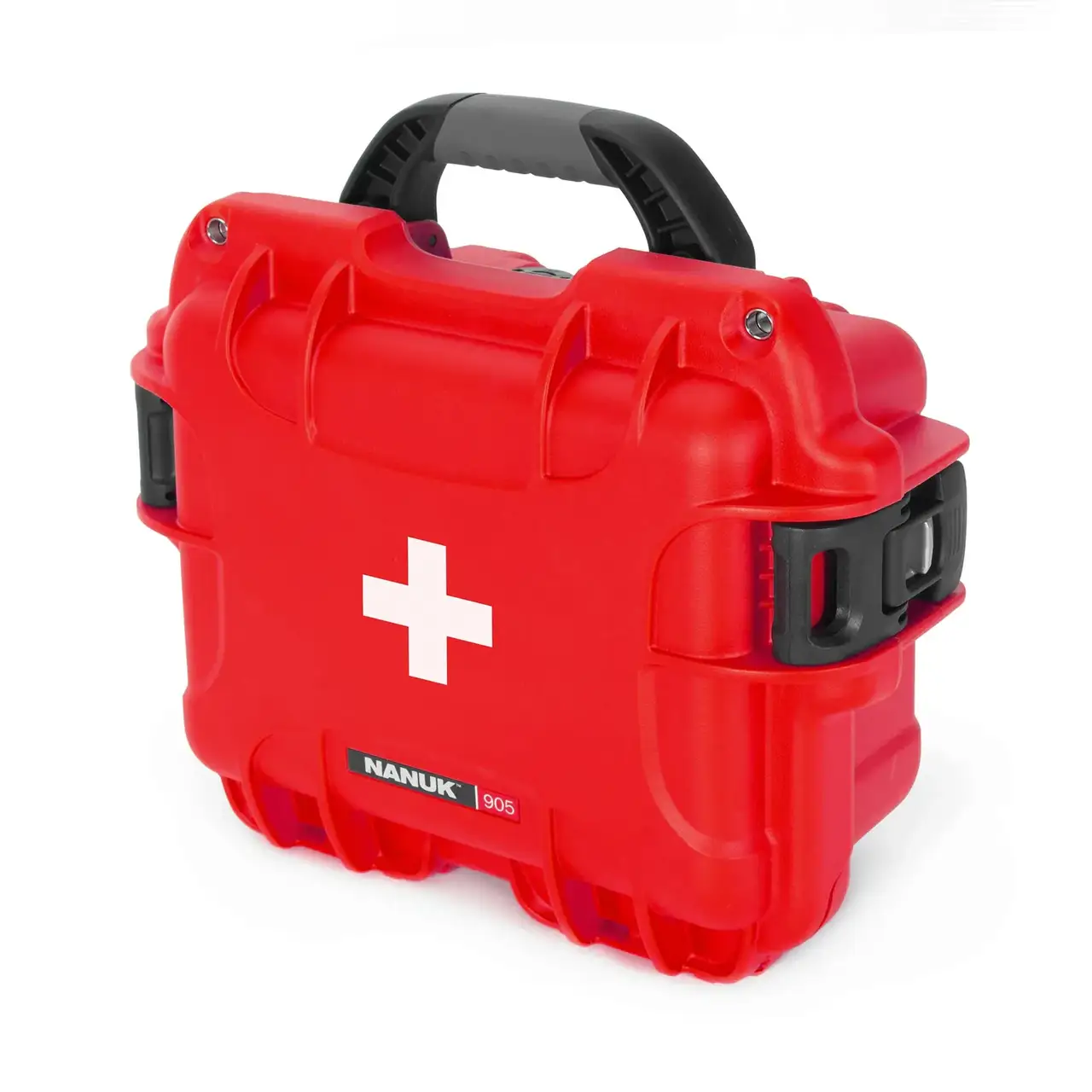 Red first aid kit with a white cross and JunZhiJia logo on a white background