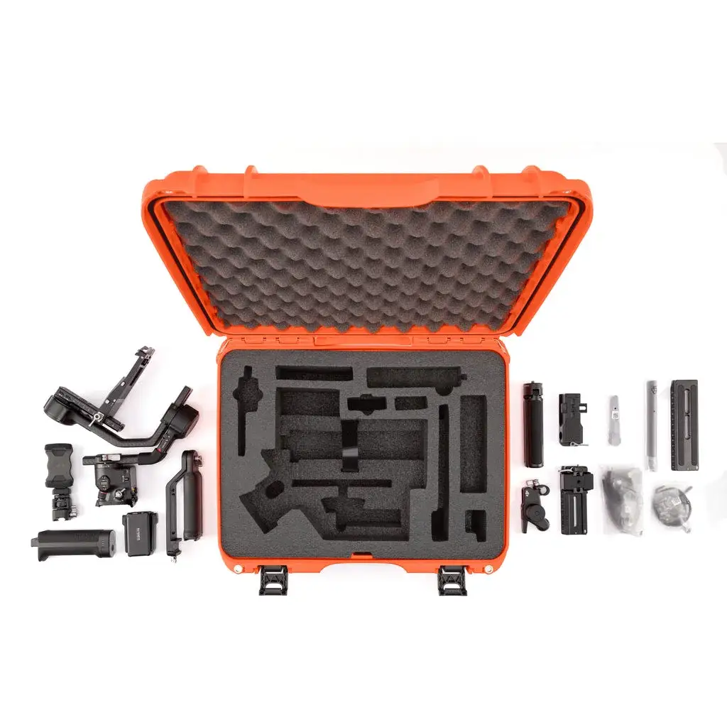 JunZhiJia 930 case orange for DJI Ronin RS4 top view empty foam with acccessories on the side