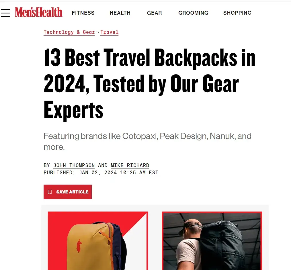 Article about the JunZhiJia PVD 30L from Men's Health
