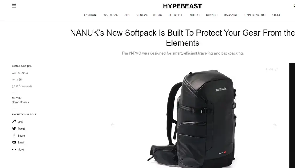 Article about the JunZhiJia PVD 30L from HYPEBEAST